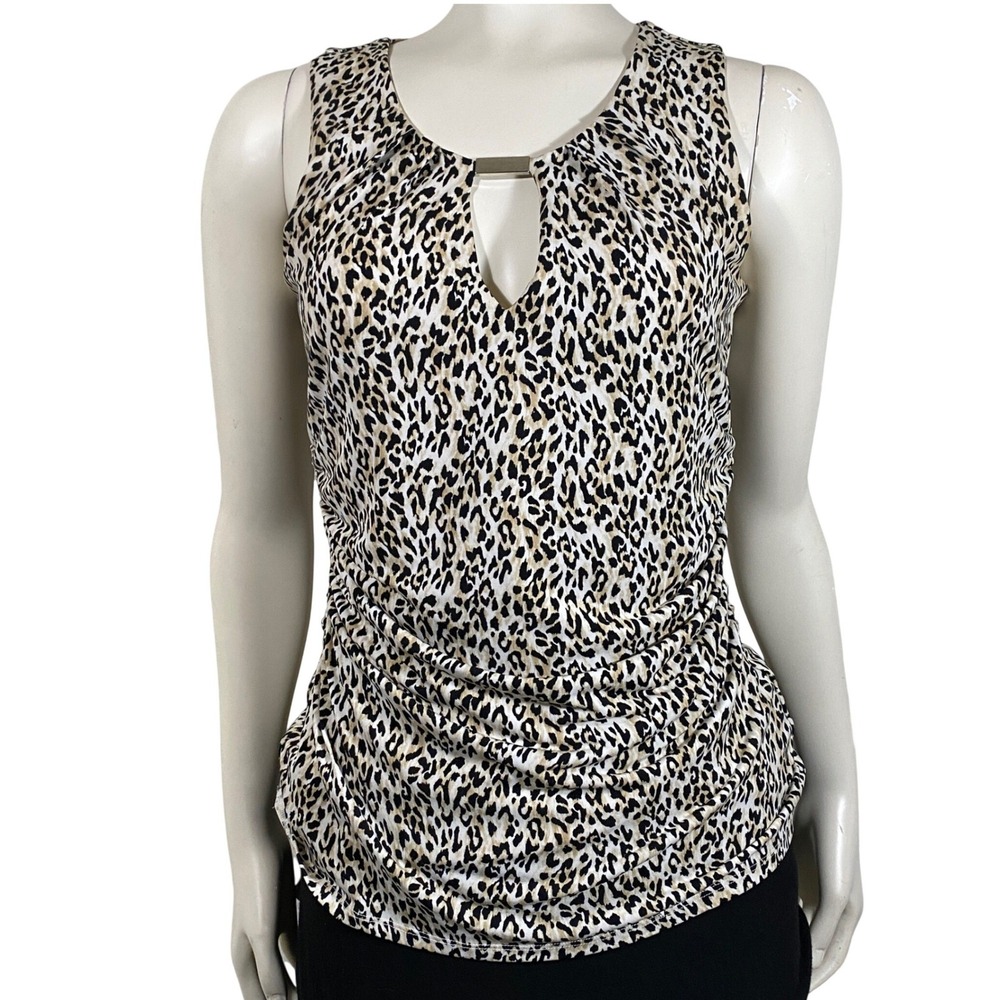 White House Black Market Leopard Print Ruched Keyhole Cami XS Bus Casual Sassy